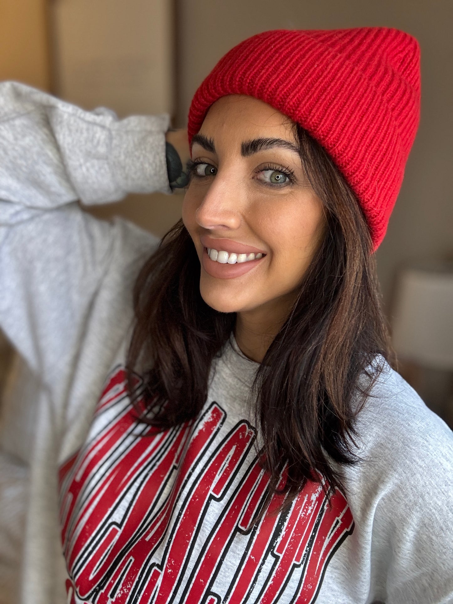 Red Beanie (100% wool)