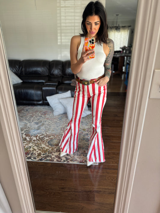 All stripes bell bottoms