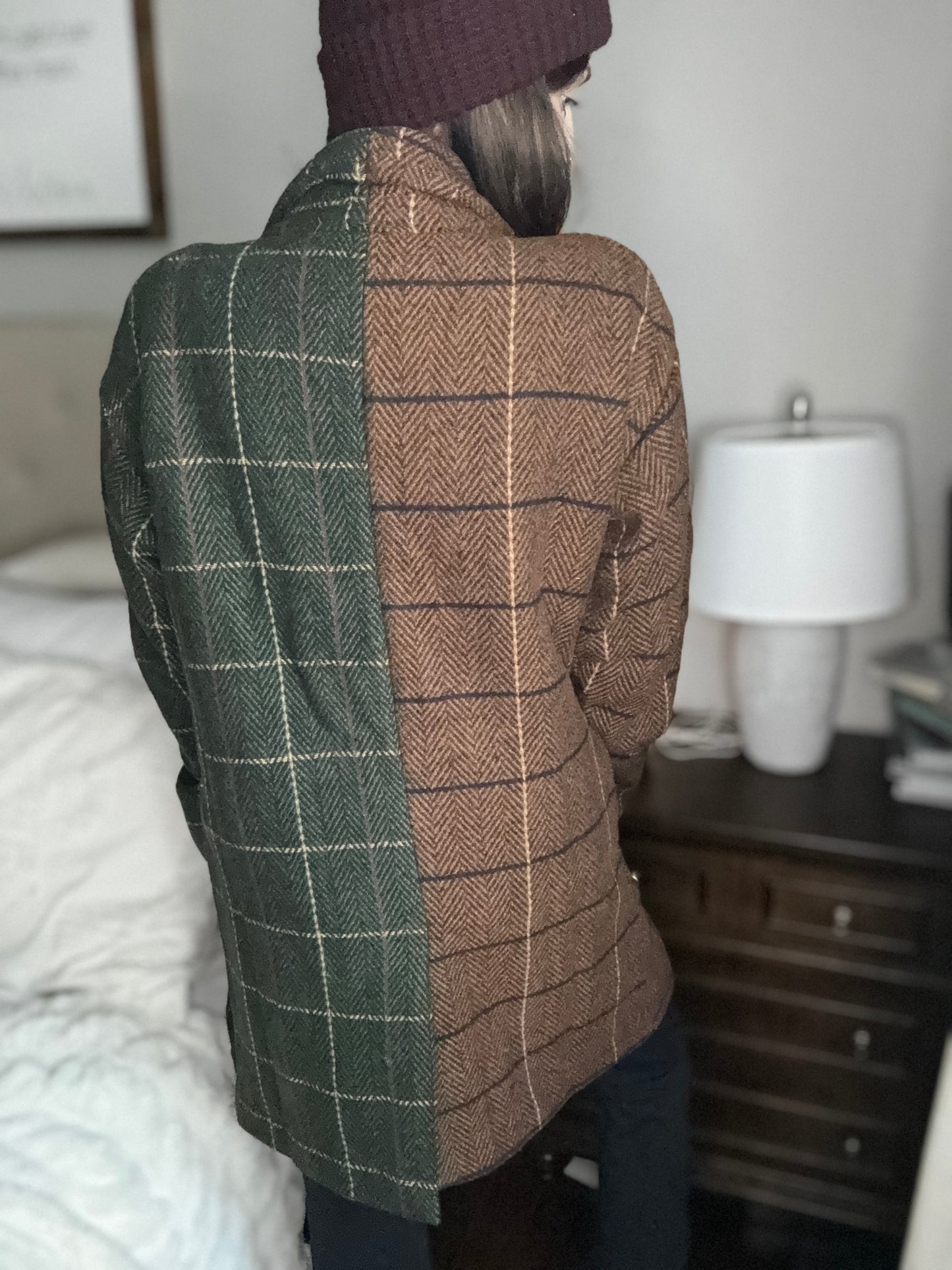 2 toned plaid coat