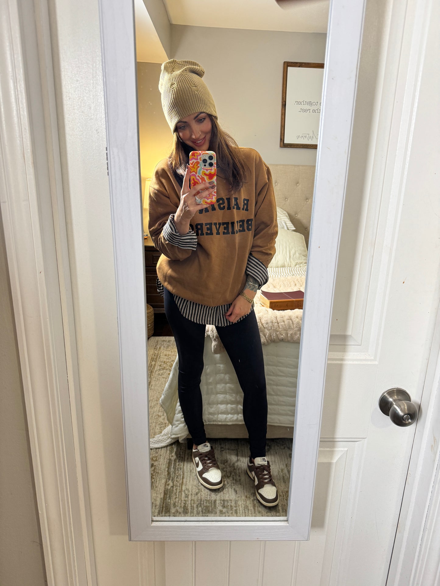 Maple distressed beanie