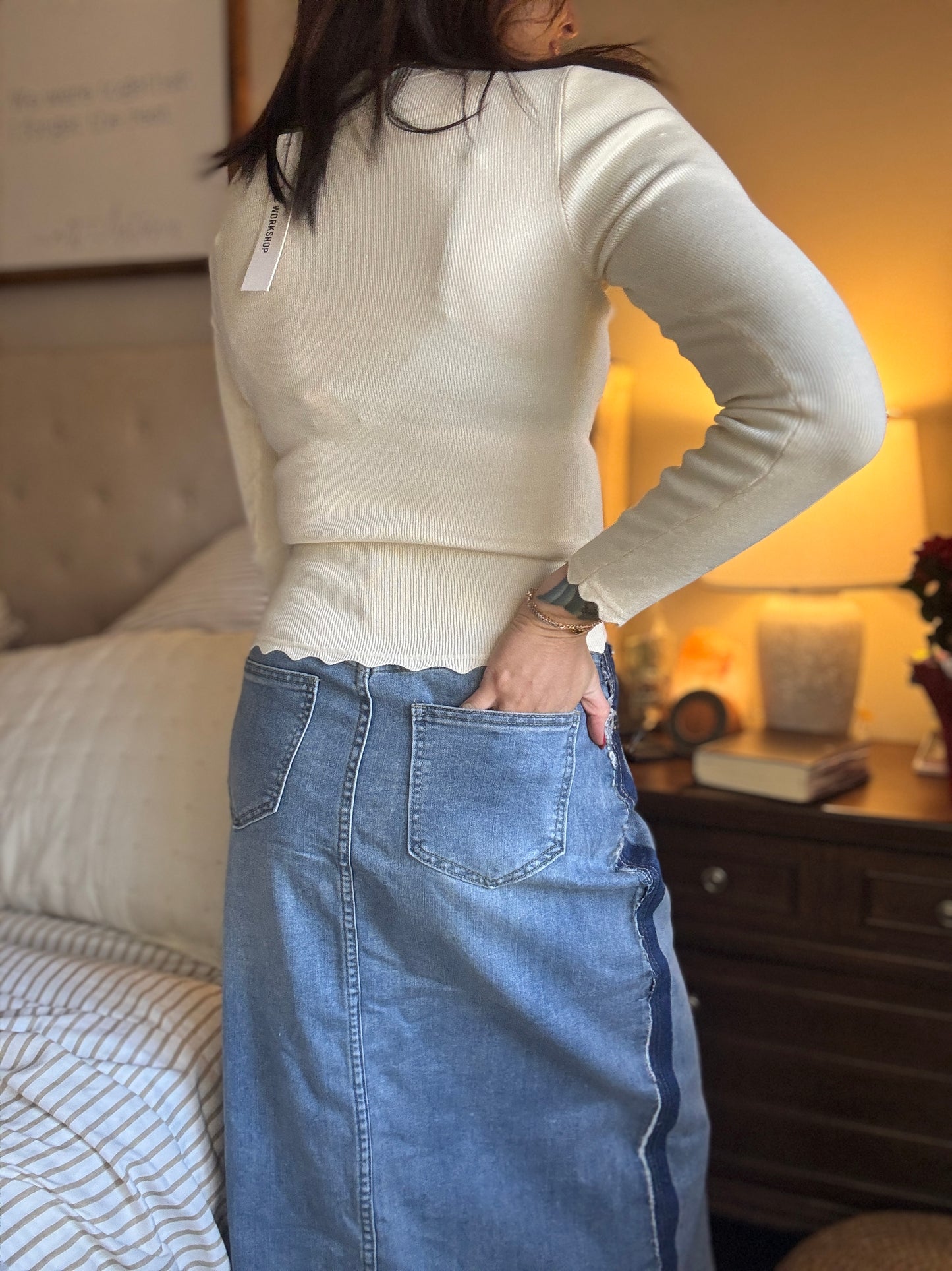 Inside out denim skirt