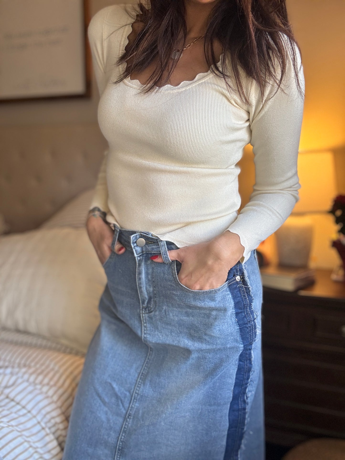 Inside out denim skirt