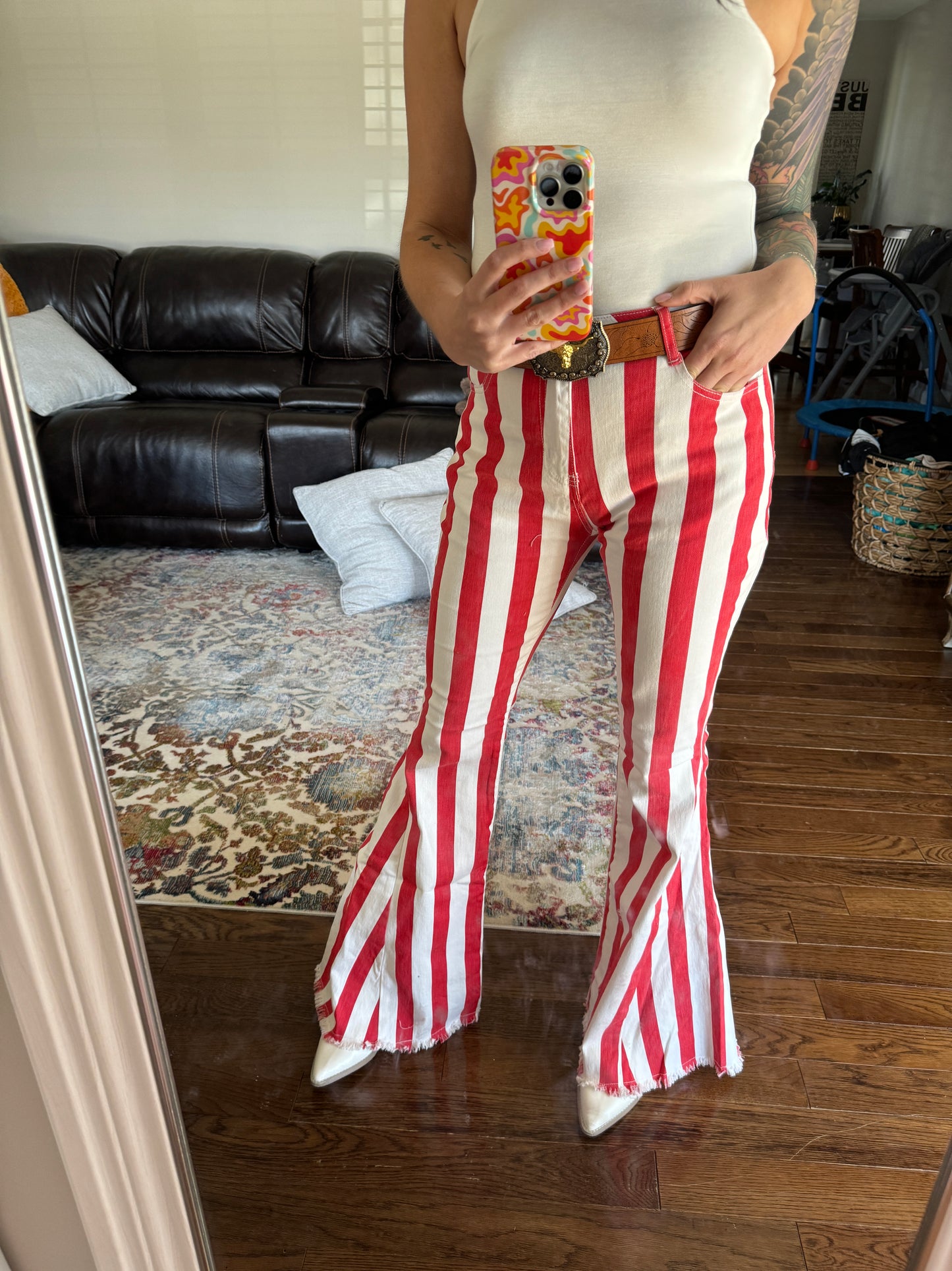 All stripes bell bottoms