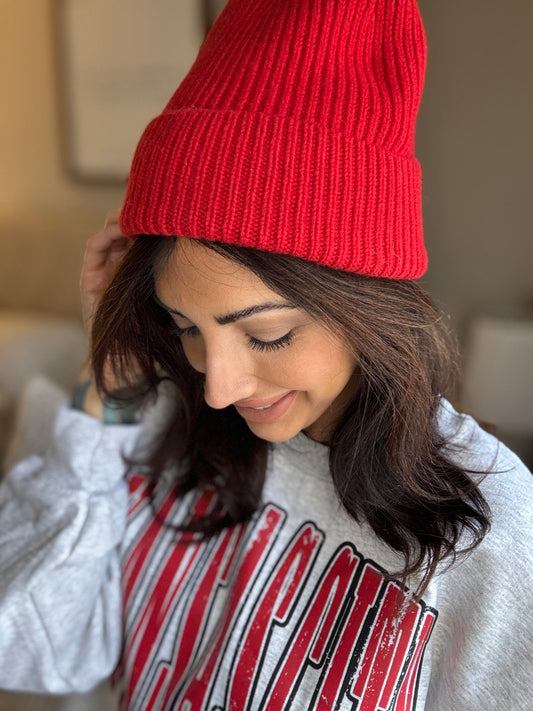 Red Beanie (100% wool)