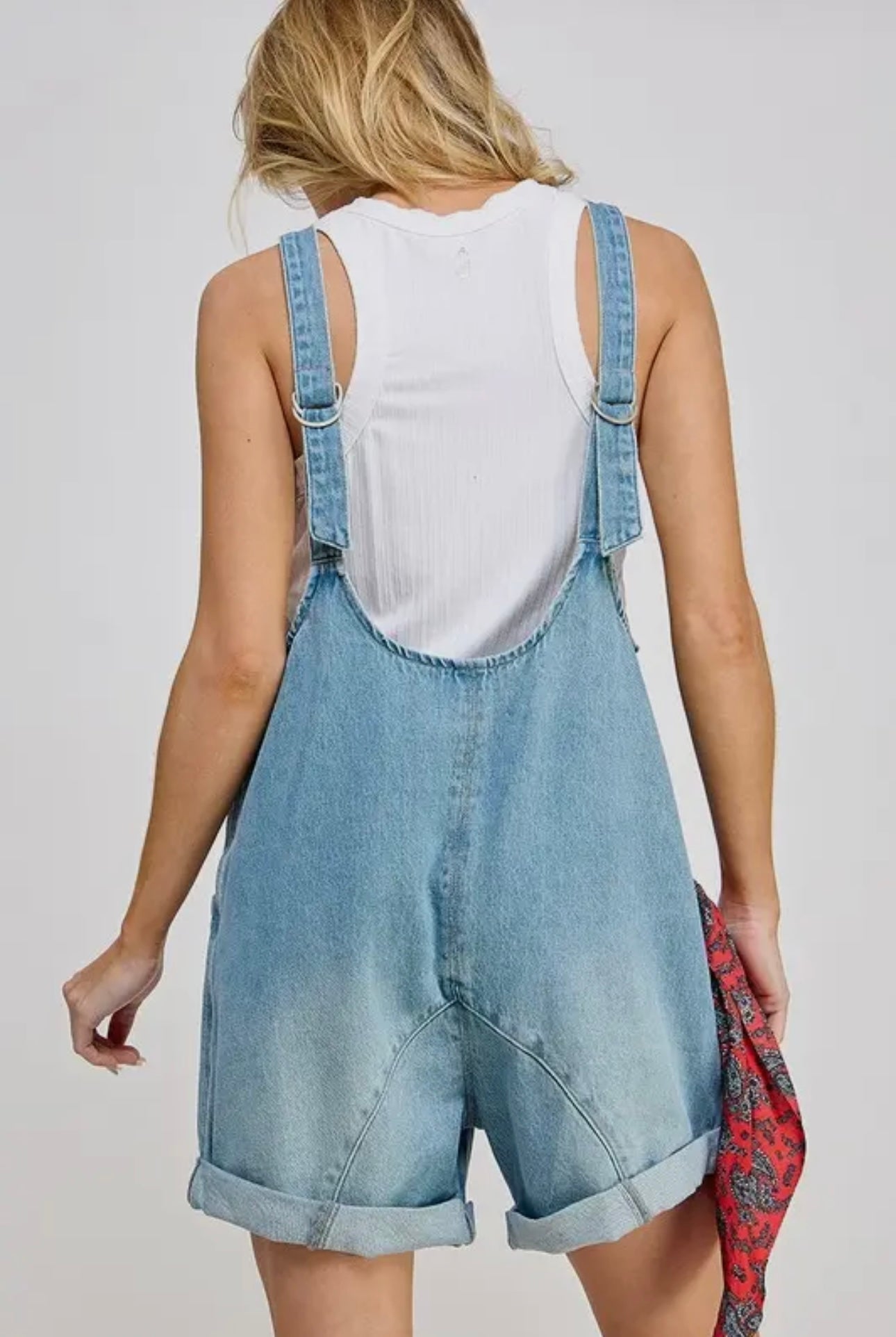 Denim short overalls