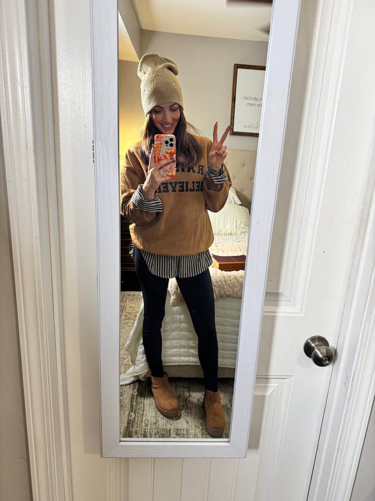 Maple distressed beanie