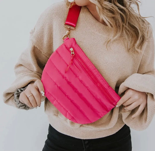 PUFFER BELT BAG “ HOT PINK”